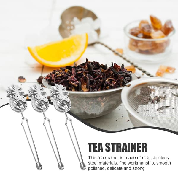 3 stk. ananasformede teinfusere for løs te med sterk rustbestandig design