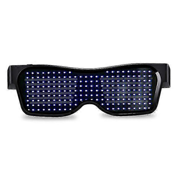 App-styrede Bluetooth LED Party Briller med Tilpassede Sprog, USB Opladning, Blinkende Lysende Briller til Jul, Koncert, Solbriller Blue