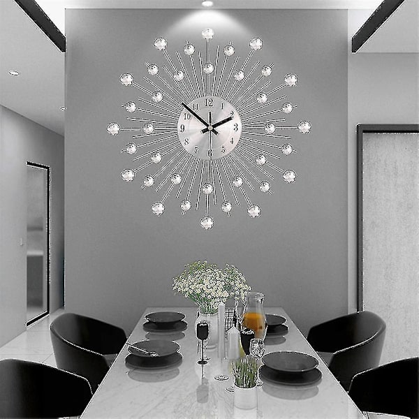 3D DIY Veggklokke Luksus Metall Stille Store Tall Stue Kunst Dekor