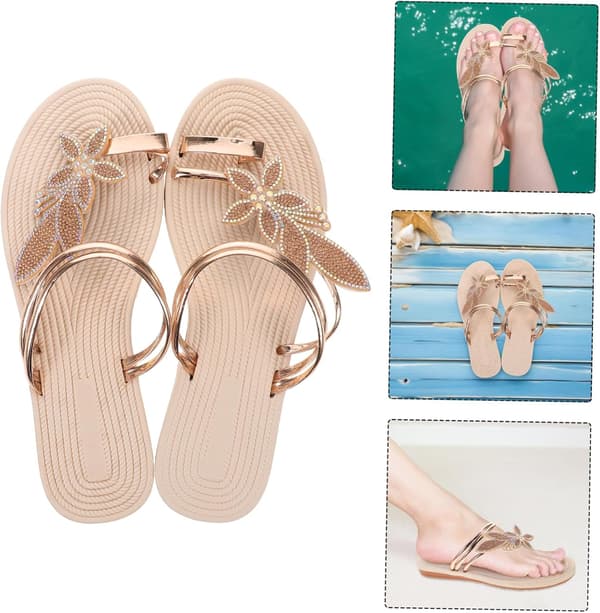 Strandflate tøfler - Dame Boho Bladstil Tåring Sandaler