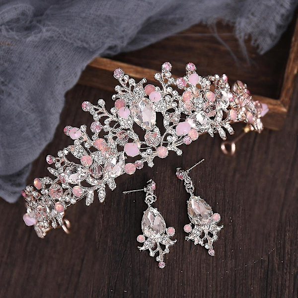 Luksuriøs Sølvfarget Rhinestone Bryllupstiara Krone Perle Dronning Diadem Brud Krone Hodeplagg Bryllupshårtilbehør Tiara