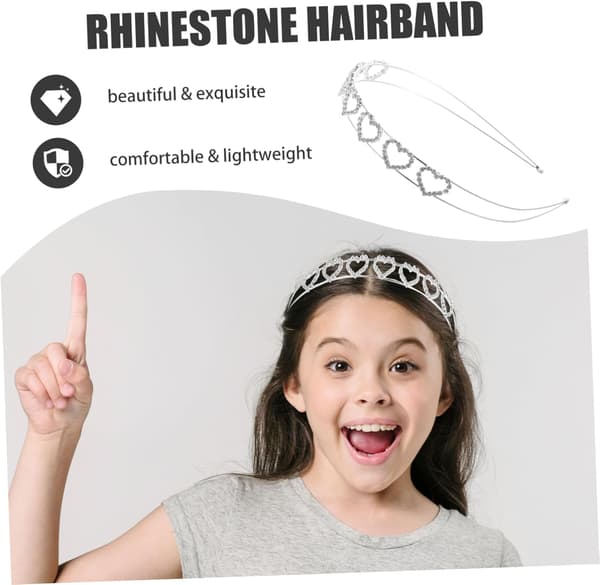 Pannebånd med rhinsteiner for kvinner Valentinsdag Hjerteformet glitrende juvelert hodeplagg Hårpynt