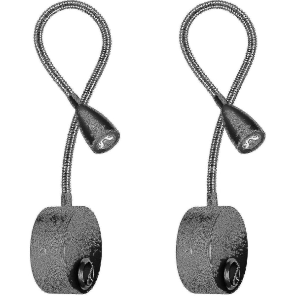 Sänglampor med väggfäste, 2-pack, LED-läslampa med svanhals