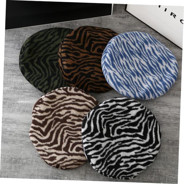 Zebra Korn Baret Varm Plys Hat til Kvinder Maler Stil Efterår og Vinter Blød Behagelig Kasket Sort