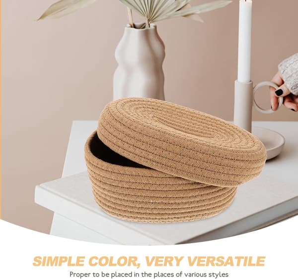 Khaki bomullstau vevboksdeksel med ingen grader og solid design, elegant enkel stil vevholder