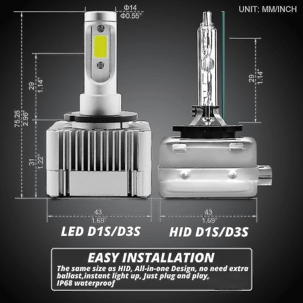 2 kpl Universaali Auto D1S D2S D3S D4S LED 6000K Auton Etuvalot