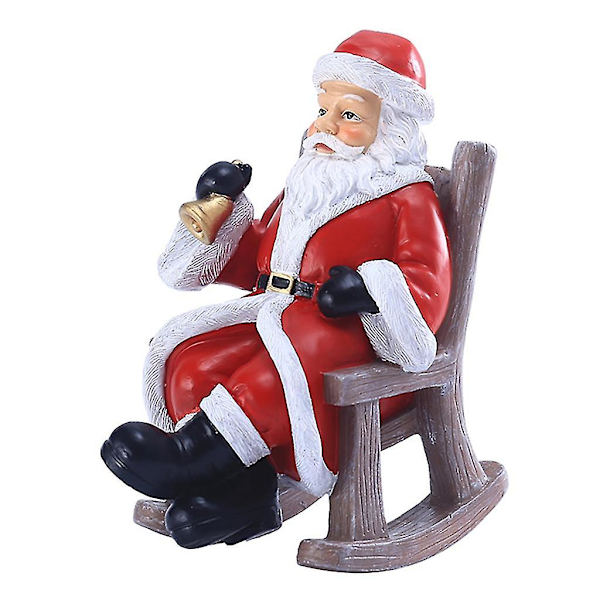 Kreativ Gyngestol Julemand Statue Med Håndklokke Juleharpiks Ornamenter Tegneserie Animerede Figurer Juleferie Party Dekoration Saml