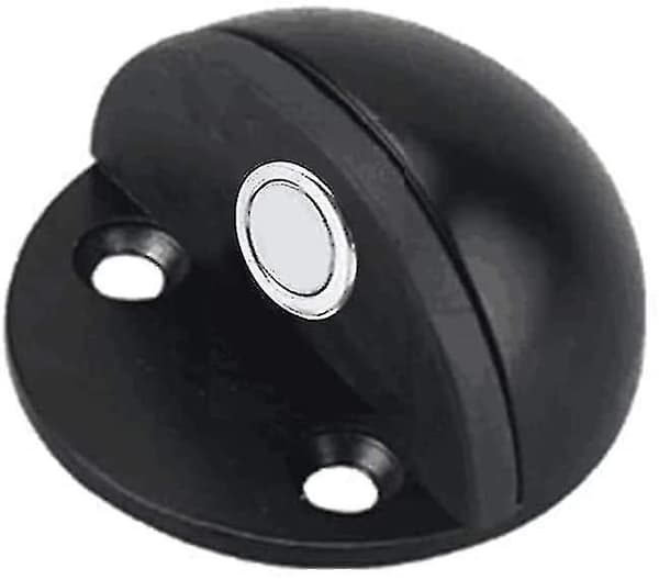 Sæt af 4 Dome Børstet Satin Nikkel Rustfrit Stål Magnetiske Dørstop Sort