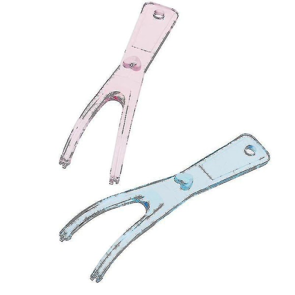 Uudelleen käytettävä hammaslangan pidike Floss Pick Dental Products Clean Floss Holder (vaaleanpunainen sininen) (2 kpl)