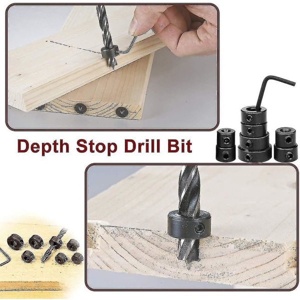 Drill Dybde Stop 8 Stk Dybde Stop Drill Bit Positioner Ring Collar Ring Positioner