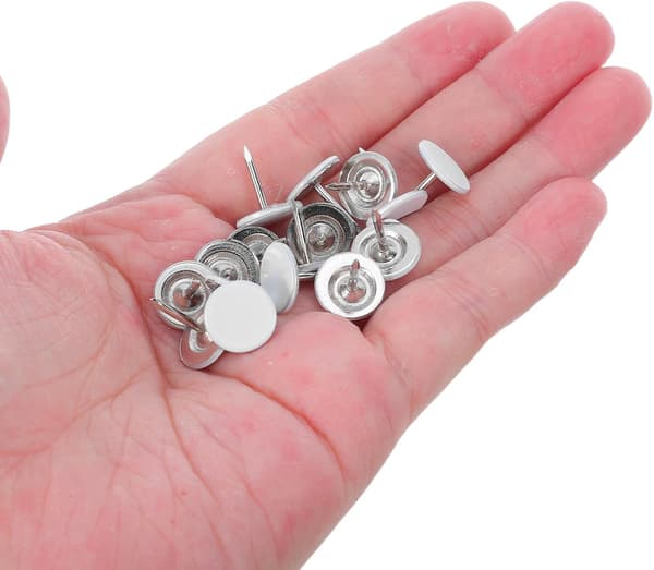 100 stk. hvite mini-møbelspiker for møbler, dekorative spiker for sofa- og stolpolstring, 11 mm x 13 mm
