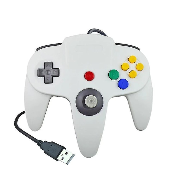 USB Trådløs N64 Controller Gamepad til Klassisk 64 Hvid