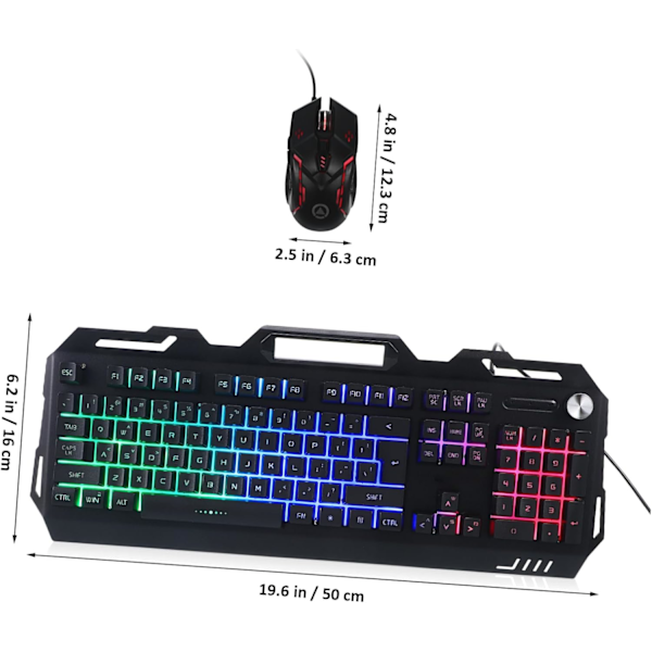 Tangentbord och mus-set i metall, mekaniskt tangentbord med LED-bakgrundsbelysning, vattentätt gamingtangentbord och mus