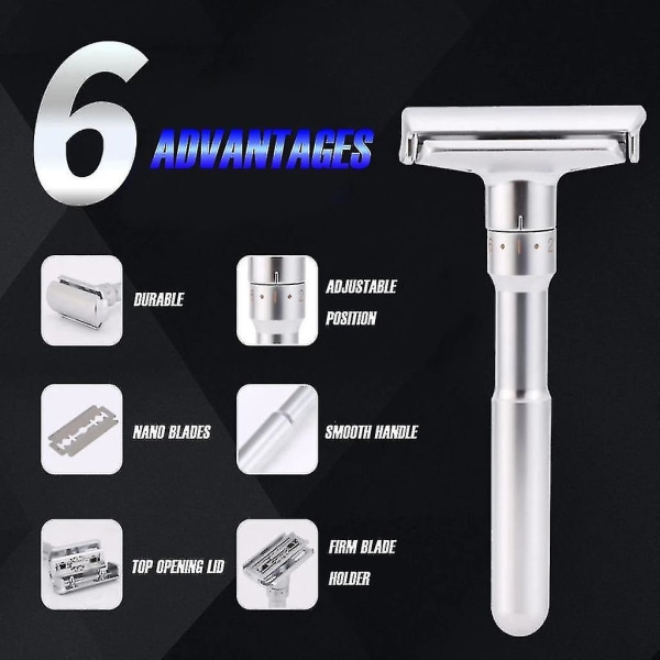 Justerbar Dobbeltkant Razor (sølv) (1 stk)
