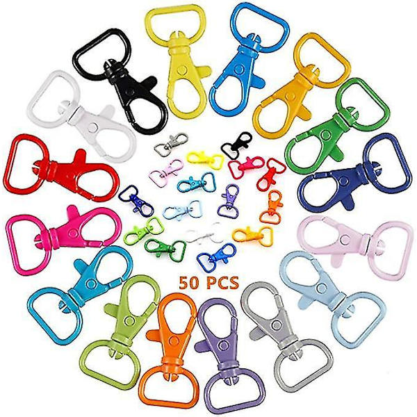 50 st Plastik Swivel Hummerklämmor Flerfärgade Nyckelringar
