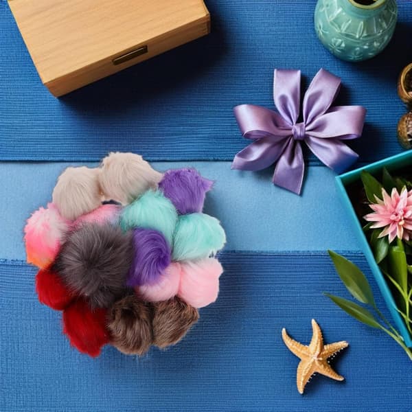 16 stk. kunstige pomponer, bløde, luftige kunstpelsbolde, DIY-hattepynt, elastikbånd, vintertilbehør