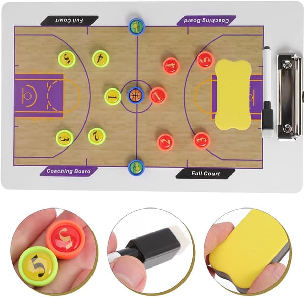 Dubbelsidig basketcoachbräda Urklipp Torr raderbar yta Magnetisk basketcoachbräda Set