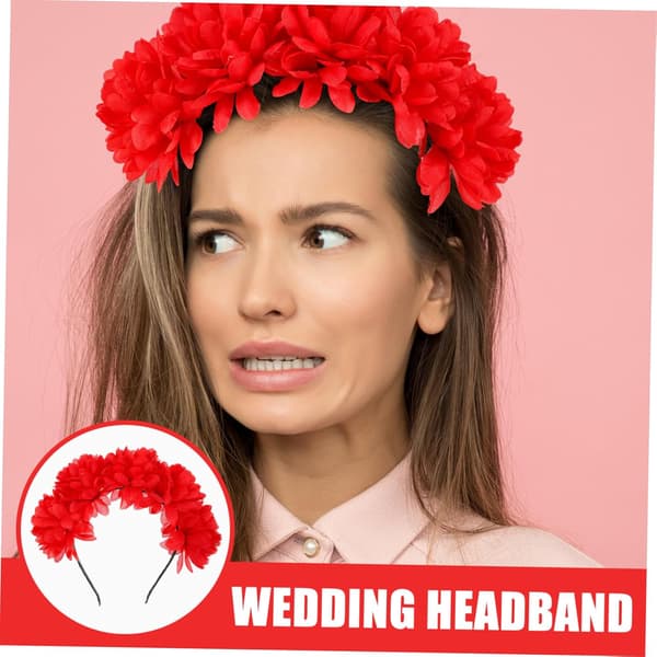 1 st underbart brudblomshårband fantastiskt rött bröllopshåraccessoar