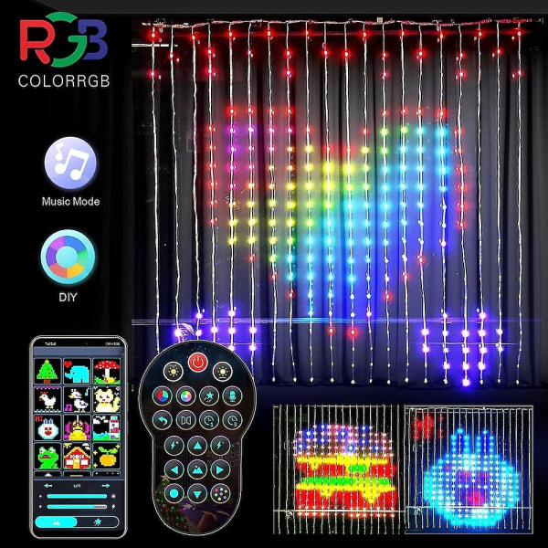 Julegardinlys Smart LED RGB Farge Bluetooth