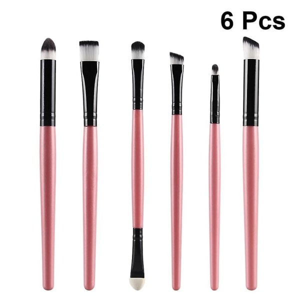 6 stk øjenbørster sæt makeup børste øjenskygge børste skønhedsværktøjer (pink bar, sort rør)