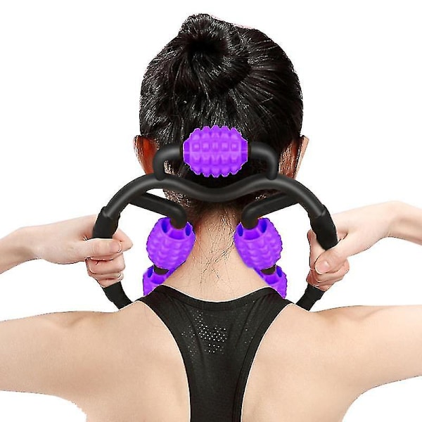 Fitness-vaahtomuovipyöräjalkahieronta - Lihasrentoutuspyörä - Vasikan hierontarulla Purple Black
