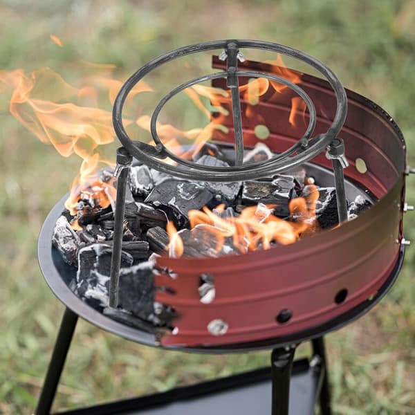 Bærbart avtakbart bålstativ 280 mm dobbel ring 24 cm høyde metall utendørs