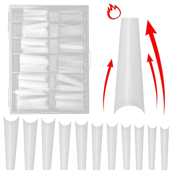 DIY Neglesalon Naturlige Ekstra Lange Franske Falske Negle - 240 stk.