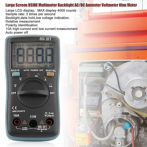 Stor skjerm Bside Multimeter Bakgrunnsbelyst Voltmeter