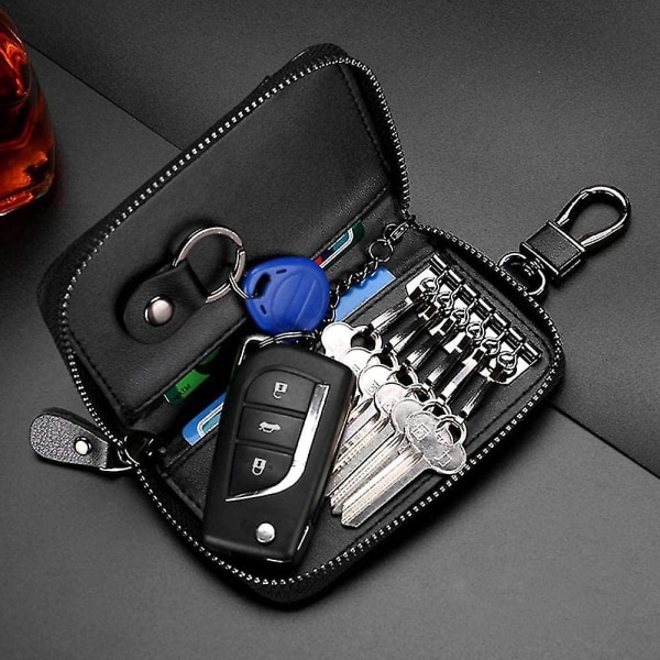 Bilnyckelhållare, Pocket Key Organizer i läder med case för män (127,52,5 cm) Modesvart 1 st