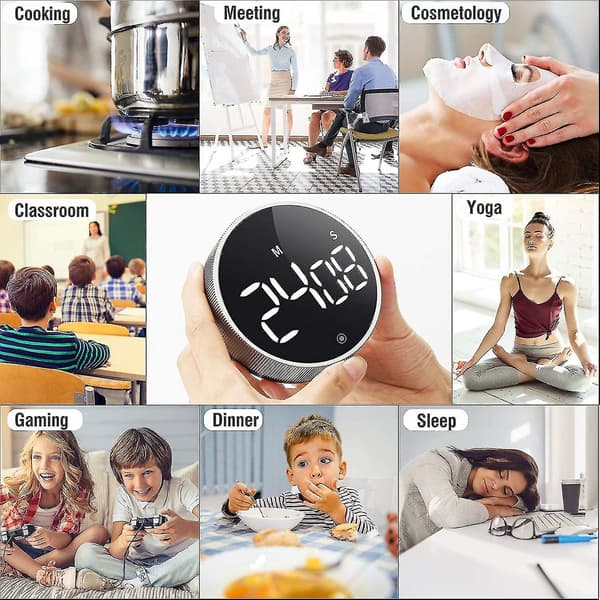 Polaoyi Køkken Timer, Magnetisk Nedtællings LED Digital Timer, Lydløs Timer