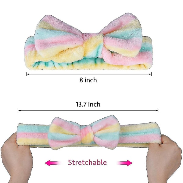 6-pak Spa Hodebånd Hår Wrap Dusj Bad Bowknot Stripete