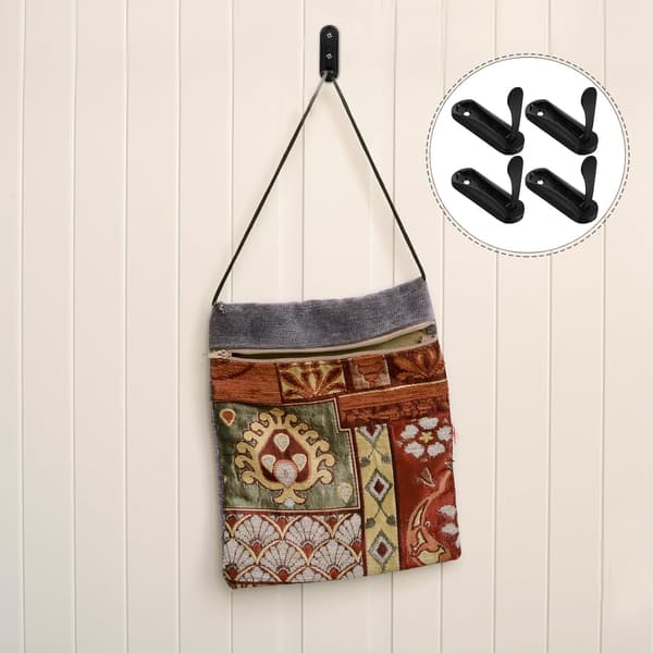 4 stk. foldbare usynlige kroge i zinklegering, sorte, kraftige, pladsbesparende, elegante knager