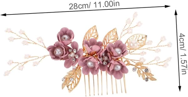2 stk. bryllupsblomsterkam brudehårtilbehør med perleblomsterdesign
