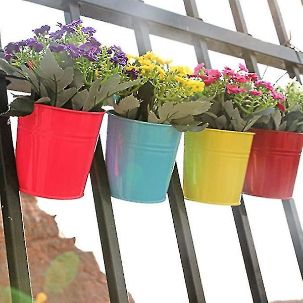 6 Metall Jern Blomsterpotte Vase Henge Balkong Gul Dekor