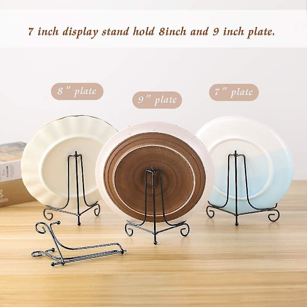 2 Pak Iron Display Stativ, Sort Jern Staffeli Plade Display Fotoholder Stativ, Viser Billedrammer, Dekorative Tallerkener, Tablets Og Kunst 4 Tommer 7 inch