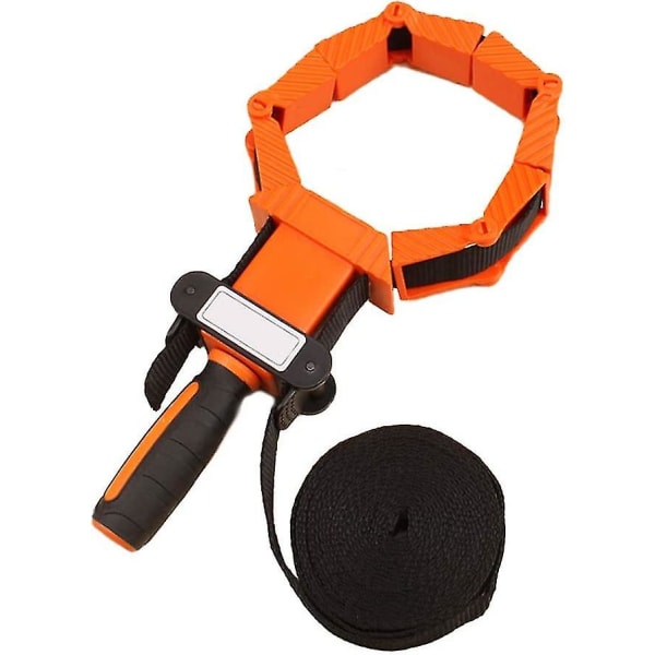 Multifunktionsbältesklämningsverktyg, träbearbetning Snabbjusterbar bandklämma Polygonalklämma 90 grader 4m Ren nylon (orange)(1st)