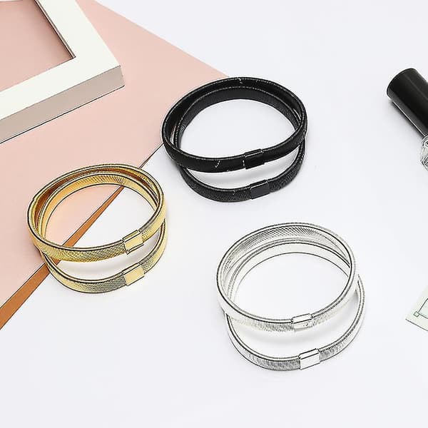 Metallisk armbånd for menn, elastisk armbåndshette (hvit K, 2 stk)