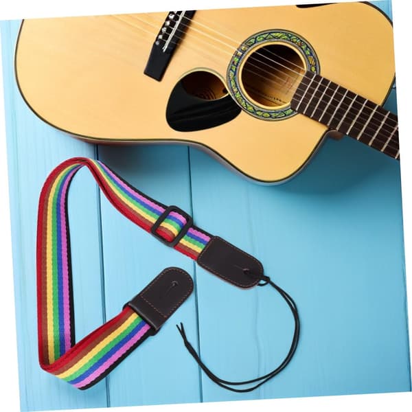 Justerbar Ukulele-stropp med stilig dypfarget regnbuestoff og PU-materiale