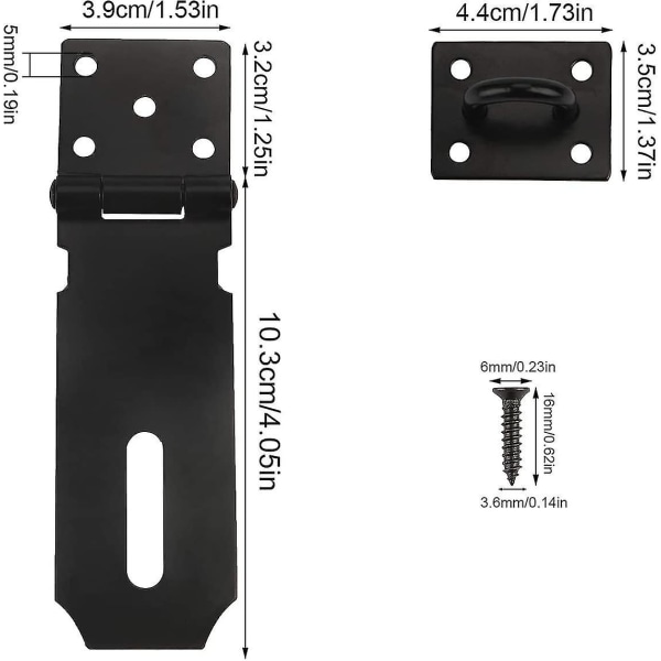 2 stk. Hængeslåsbeslag 4 tommer / 10,3 cm Rustfrit Stål Beslag med skruer Gave