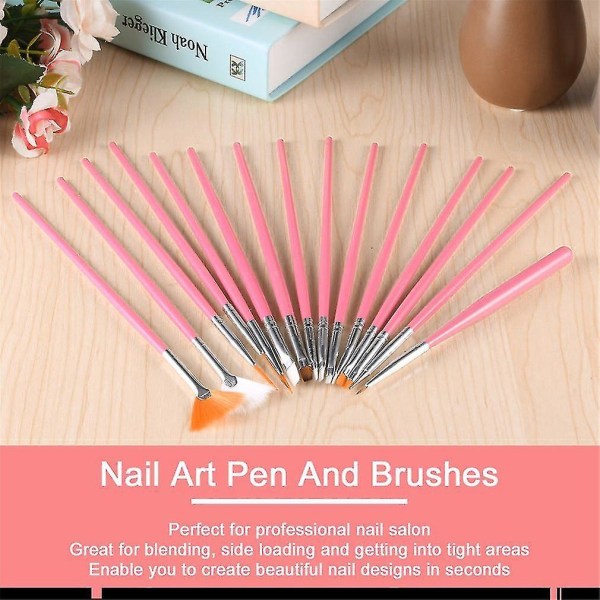 15 kpl Kosmeettinen Nail Art Polish Painting Draw Pen -sivellin