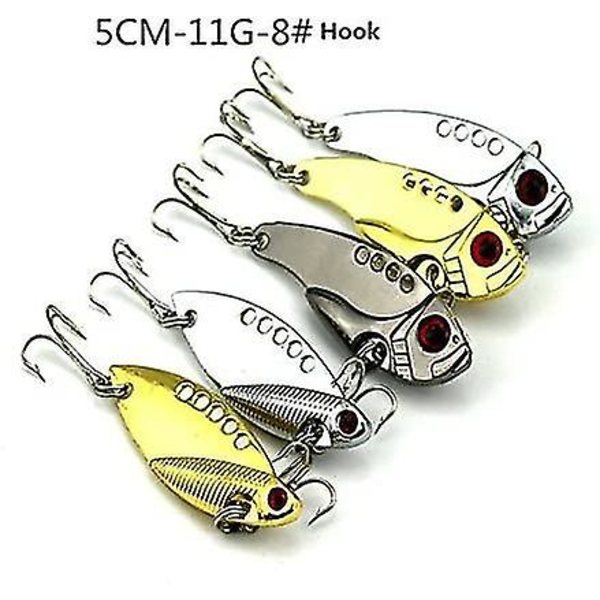 Metal Hard Fishing Lure Fishing Spinner Blade Bass-kalastukseen Musta, Kulta, Hopea 5kpl
