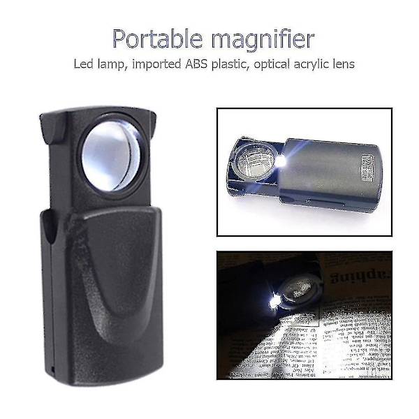 30x Forstørrelsesglas til Smykker med LED-lys - Bærbar Lupe Monokulær Forstørrelsesglas