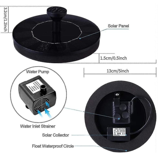Solcelled Fontæne Havefontæne Dam Pump Flydende