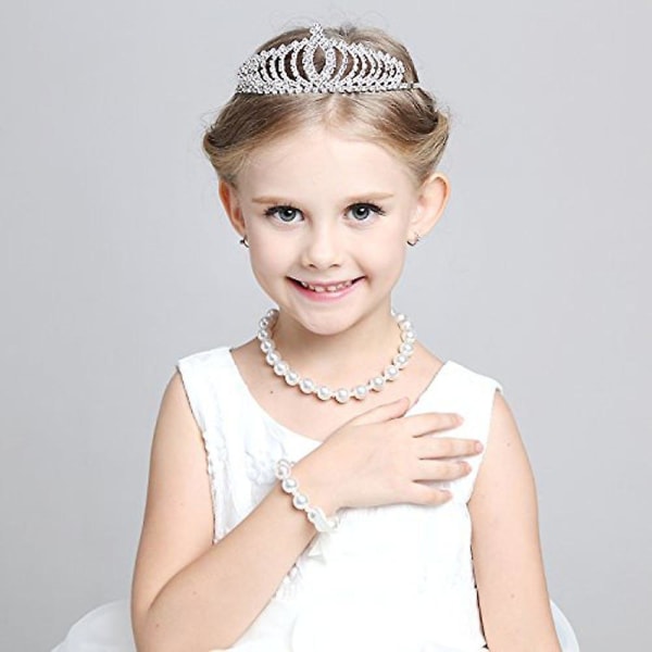 Novelty Prinsesse Tiara Glimmer Krystal Rhinestone Børnekrone Fødselsdag Glitter Tiara Med Kam