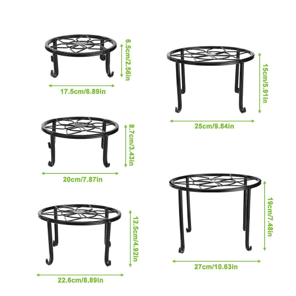 Helt Nye, Særdeles Holdbare 5 stk. Blomsterpottestativer i Jern - Dekoration