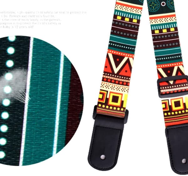 Gitarrrem Bekväm Cross-body Sling Etnisk Stil Justerbar Tillverkad av Robust Polyester