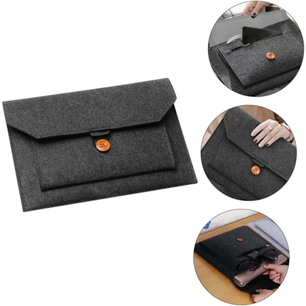 Rosa Laptopveske Filt Laptop Sleeve Lommer for Mus Mobiltelefonlader Datakabel