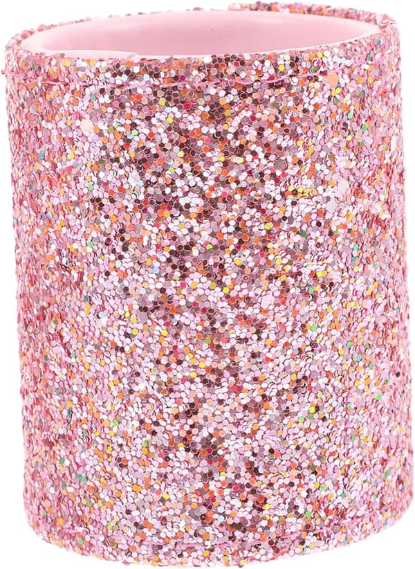Glitter Bærbar Makeupbørste Organizer Etui Lille Pink Makeupbørste