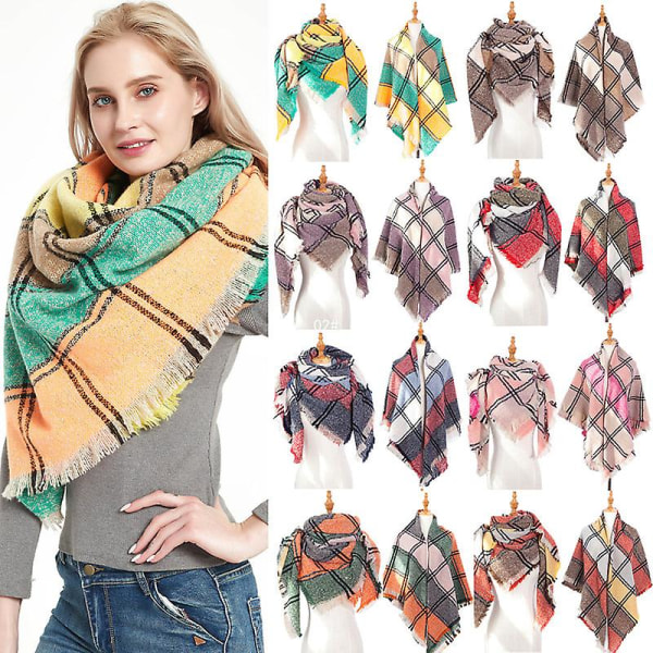Mote-sjal og skjerf for damer, vinter, damer skjerf, pledd-skjerf for kvinner, tartan-skjerf navy