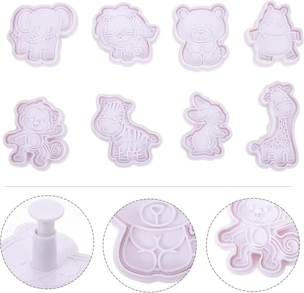 8 stk. dyreformede kakeformer for baking, kreative PP-materiale kjeksutstikkere